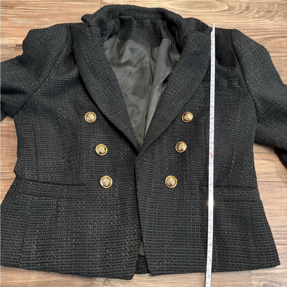 Elegant Black Double-Breasted Women's Jacket - Picture 4 of 6